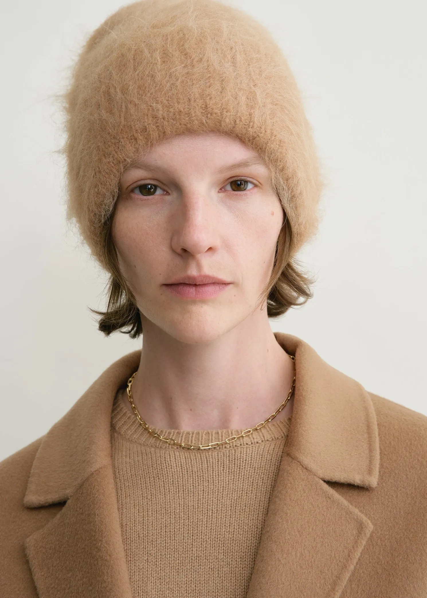 Alpaca knit beanie camel melange