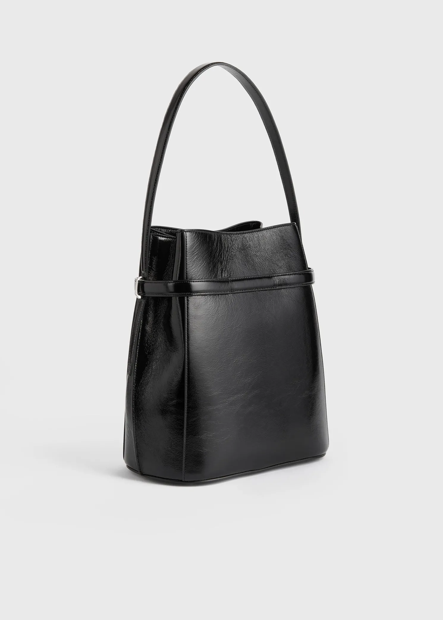 Belted Naplack bucket bag black