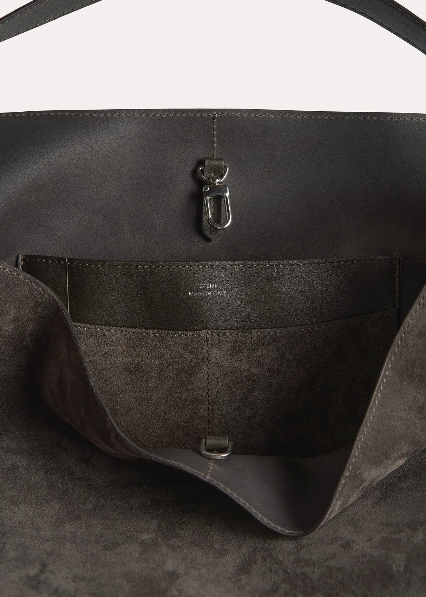 Belted suede tote granite