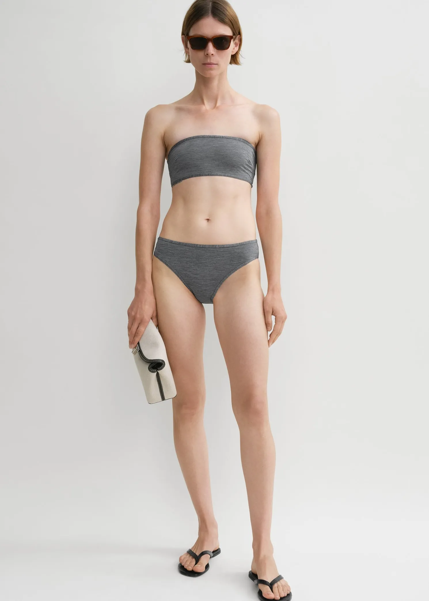 Binding-edge bikini bottoms grey melange
