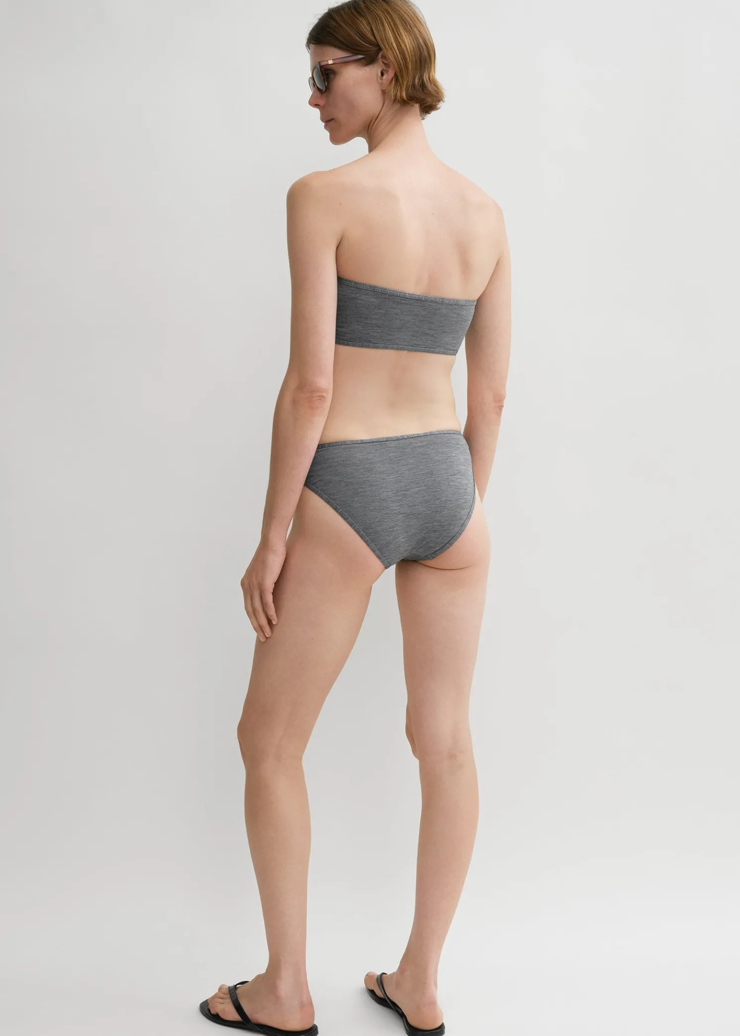 Binding-edge bikini bottoms grey melange