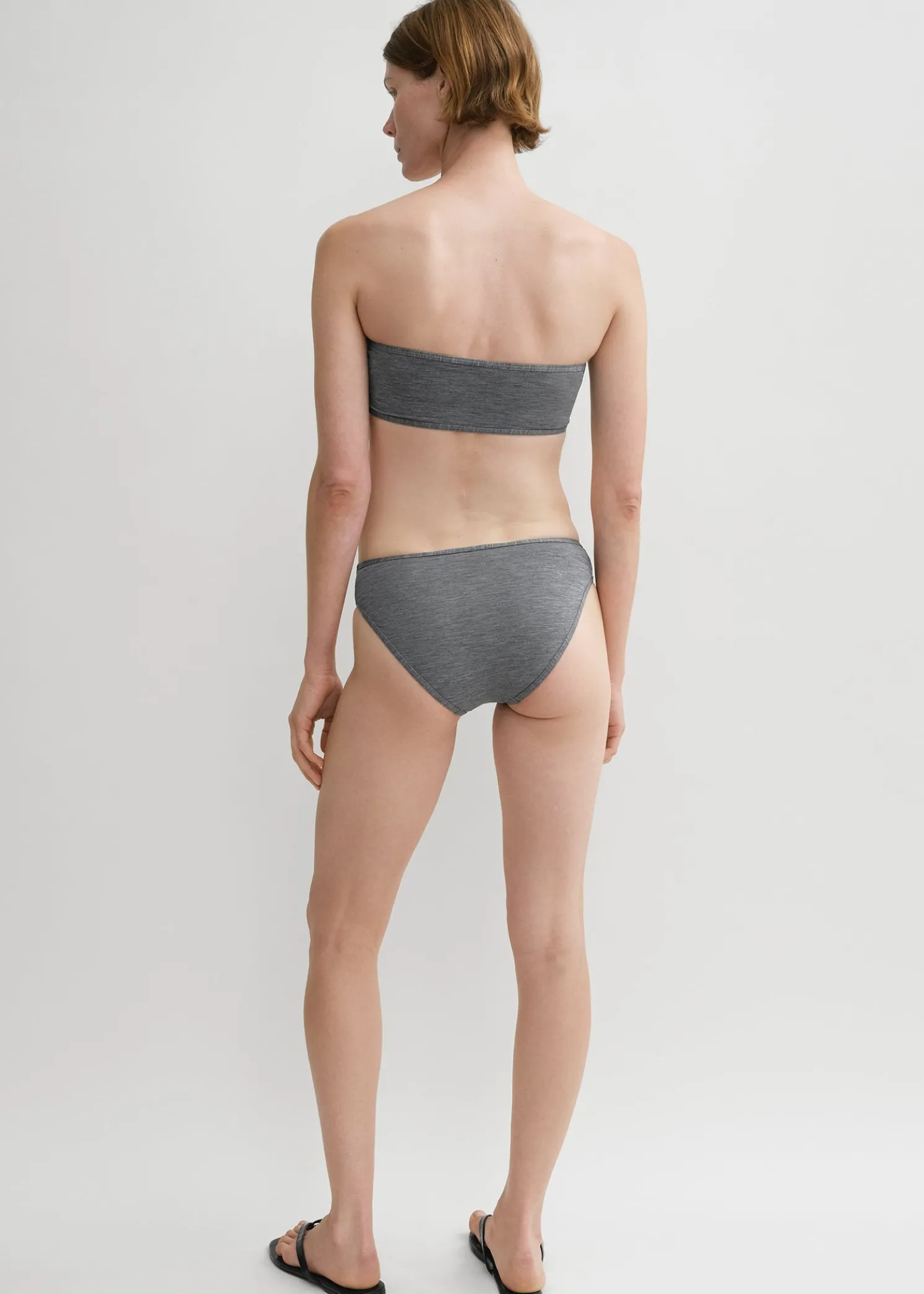 Binding-edge bikini top grey melange