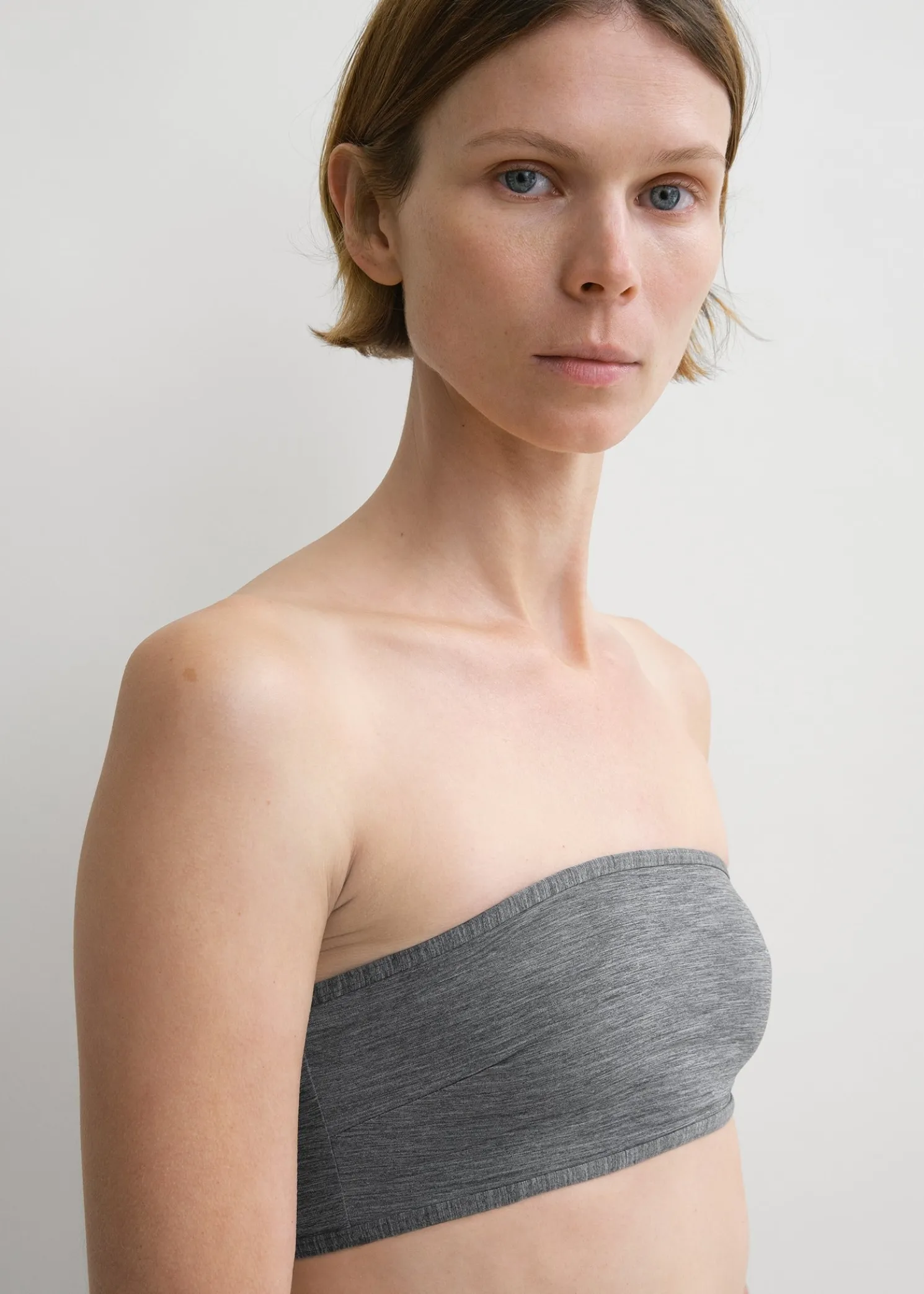 Binding-edge bikini top grey melange