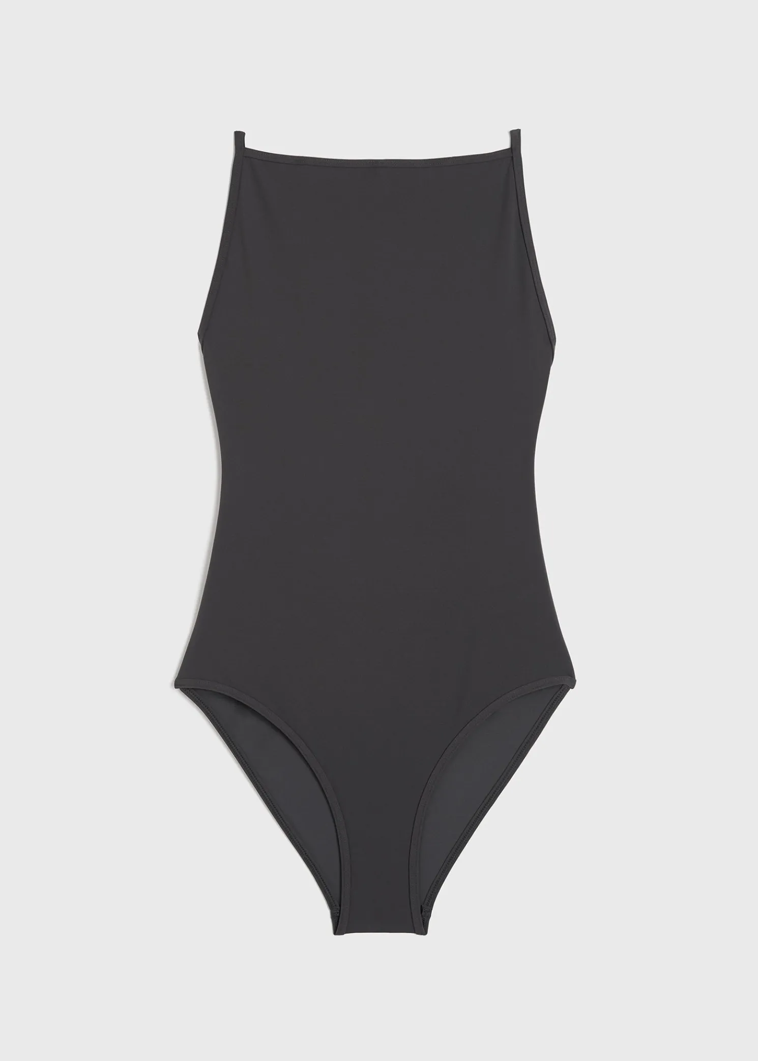 Boat-neck swimsuit anthracite