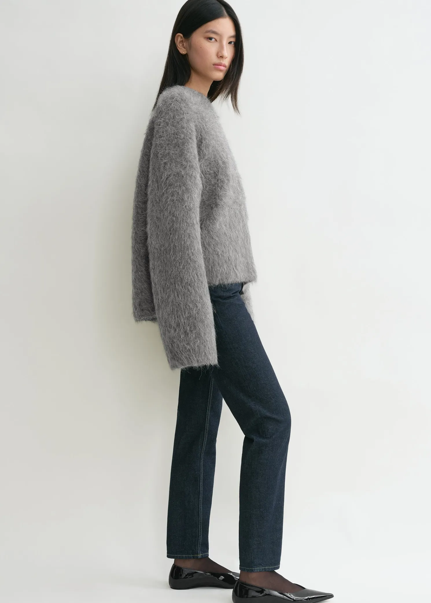 Boxy alpaca knit dark grey melange