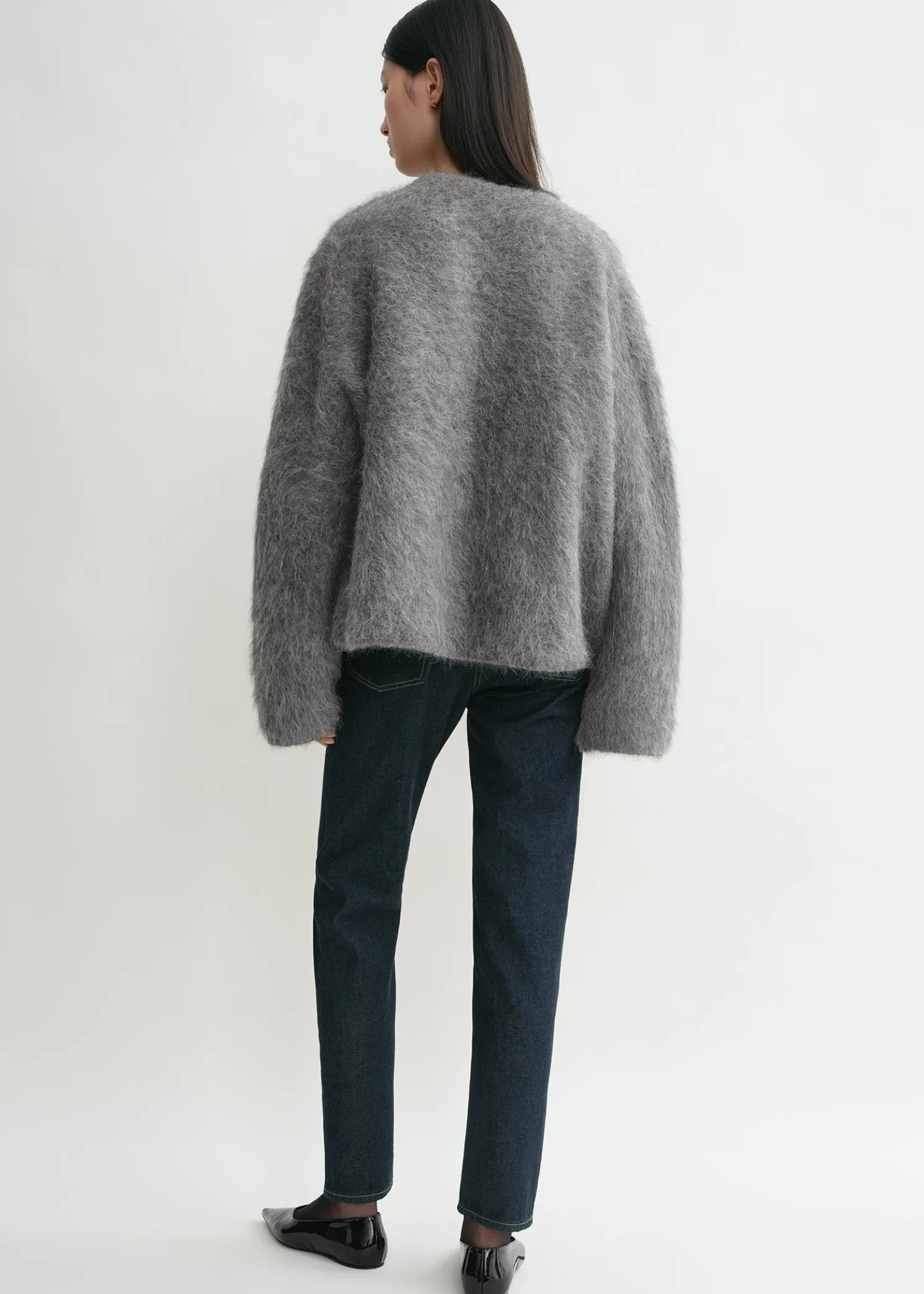 Boxy alpaca knit dark grey melange