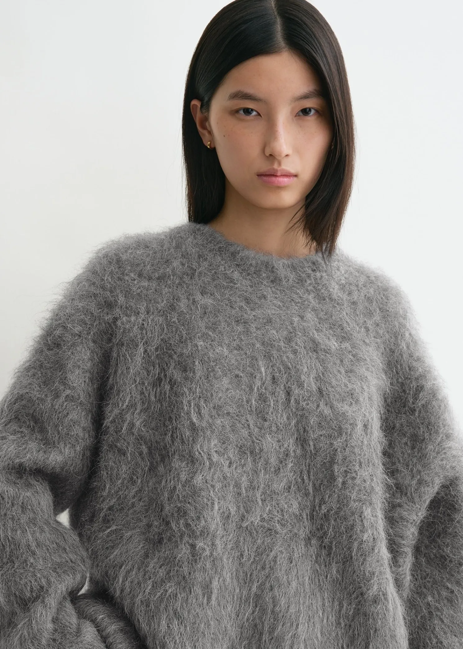 Boxy alpaca knit dark grey melange