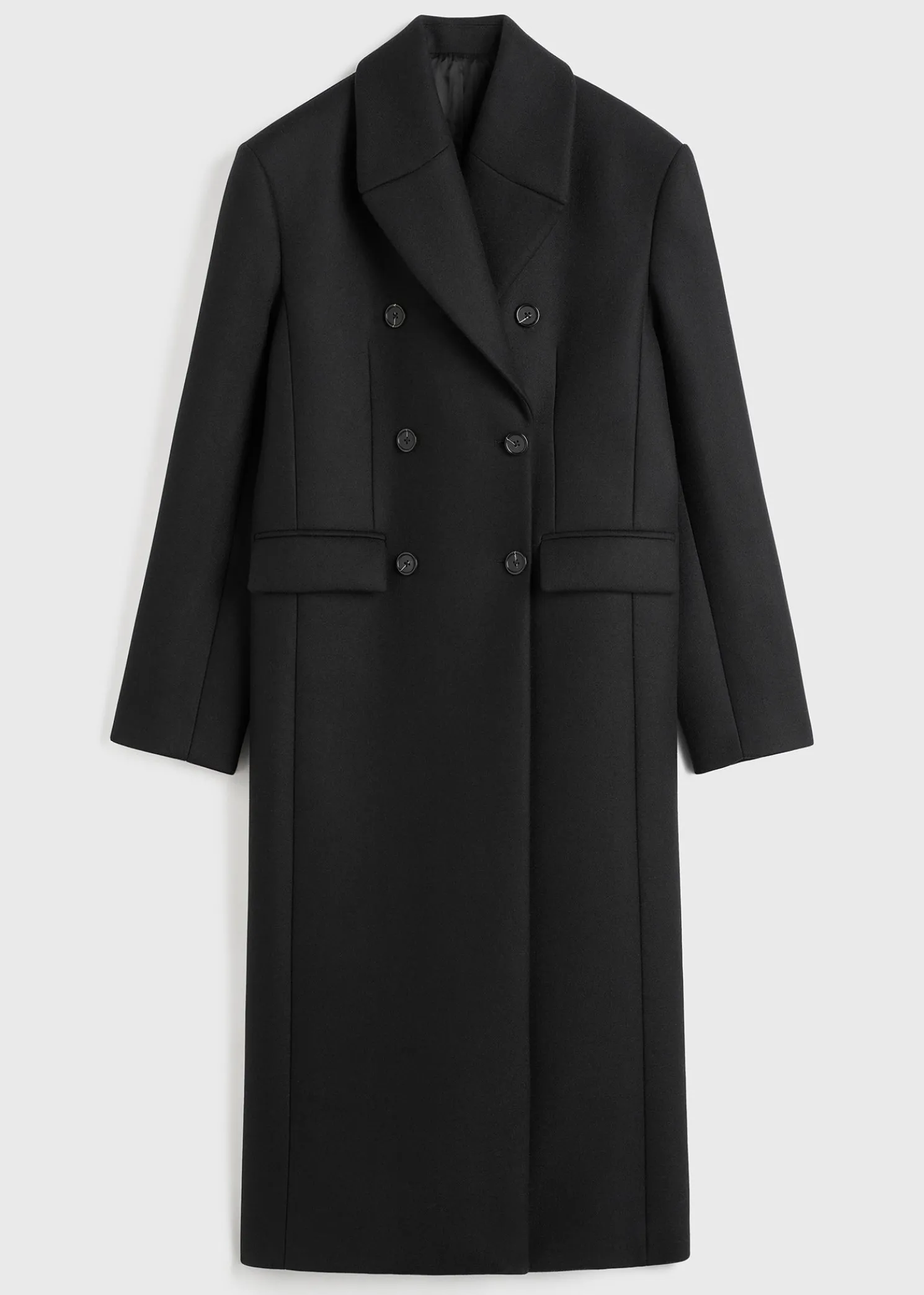 Broad midi coat black