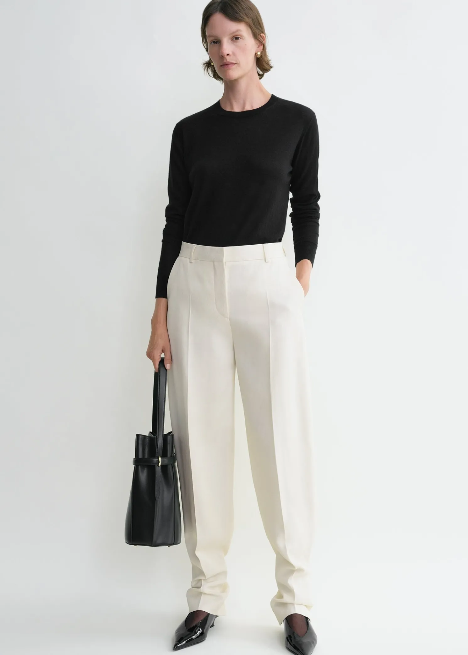 Buckled slouch trousers ecru