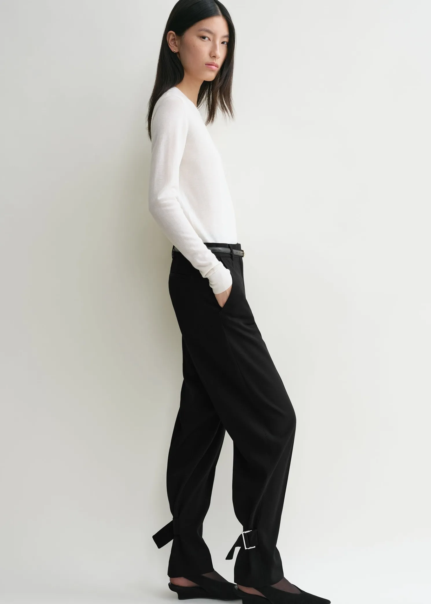 Buckled slouch trousers black