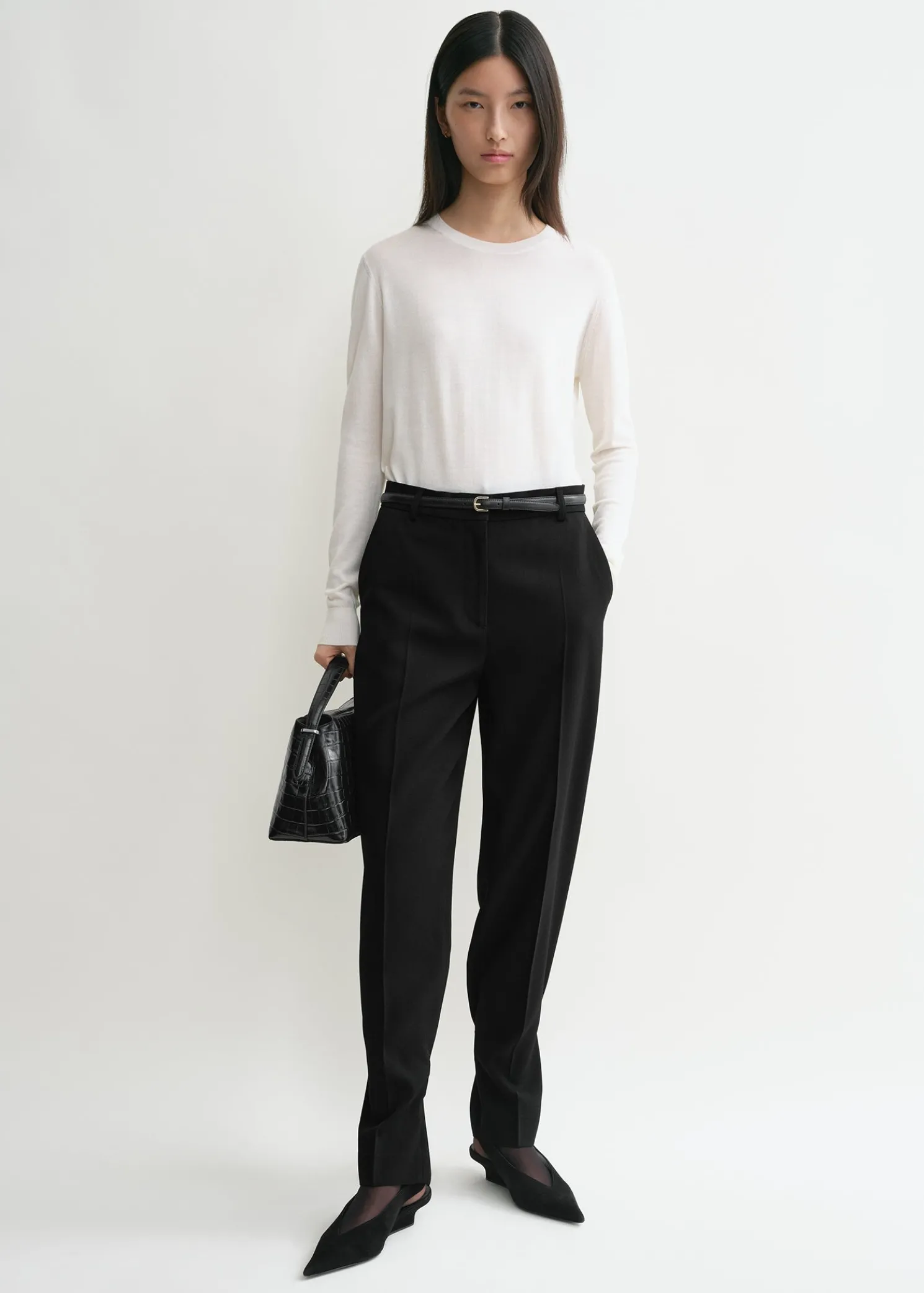 Buckled slouch trousers black