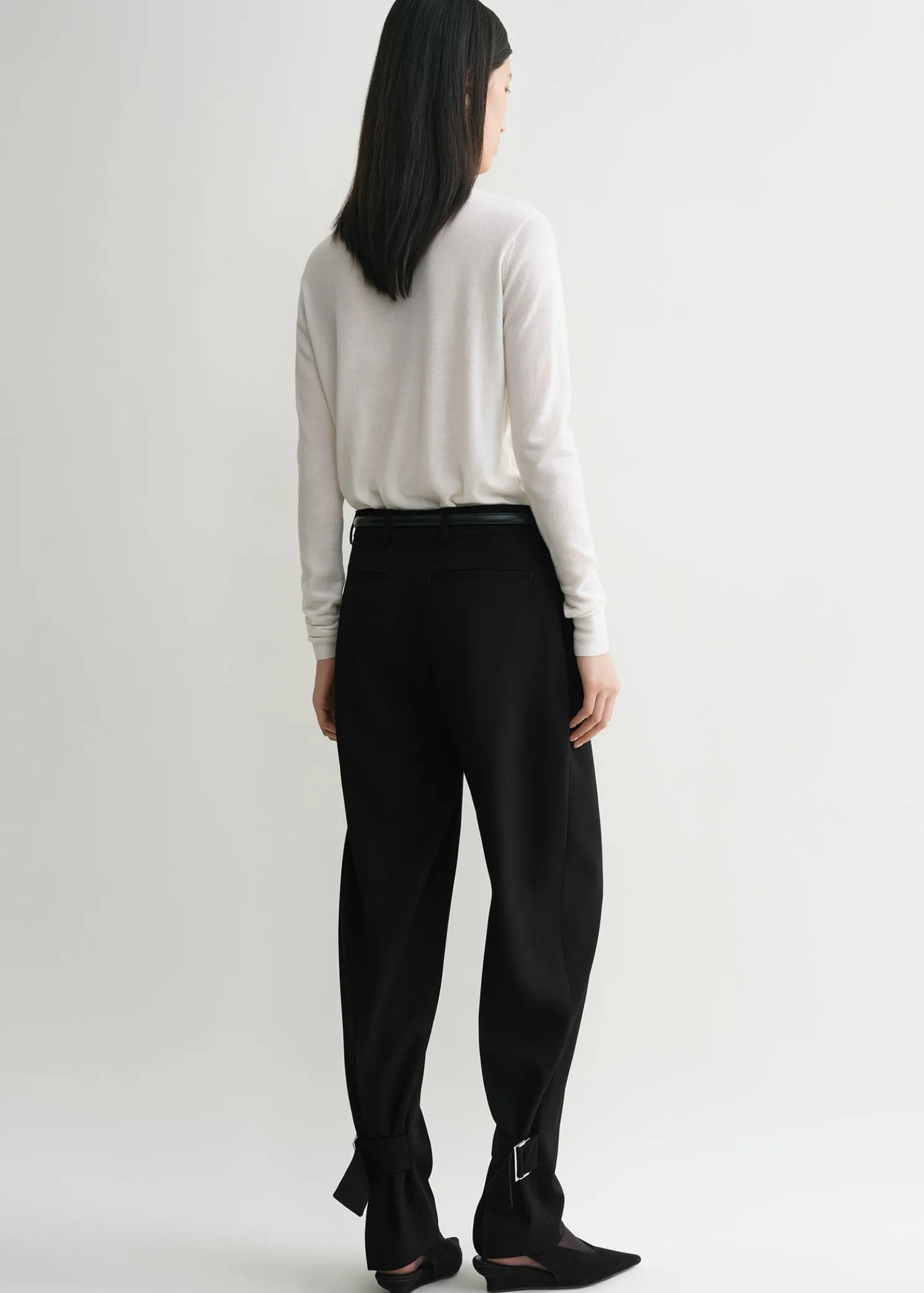 Buckled slouch trousers black