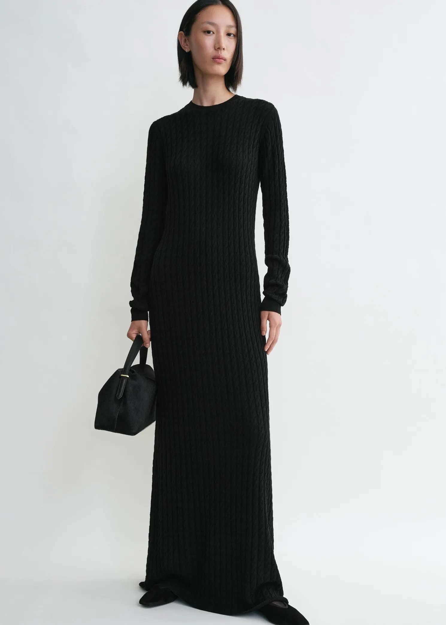 Cable knit dress black