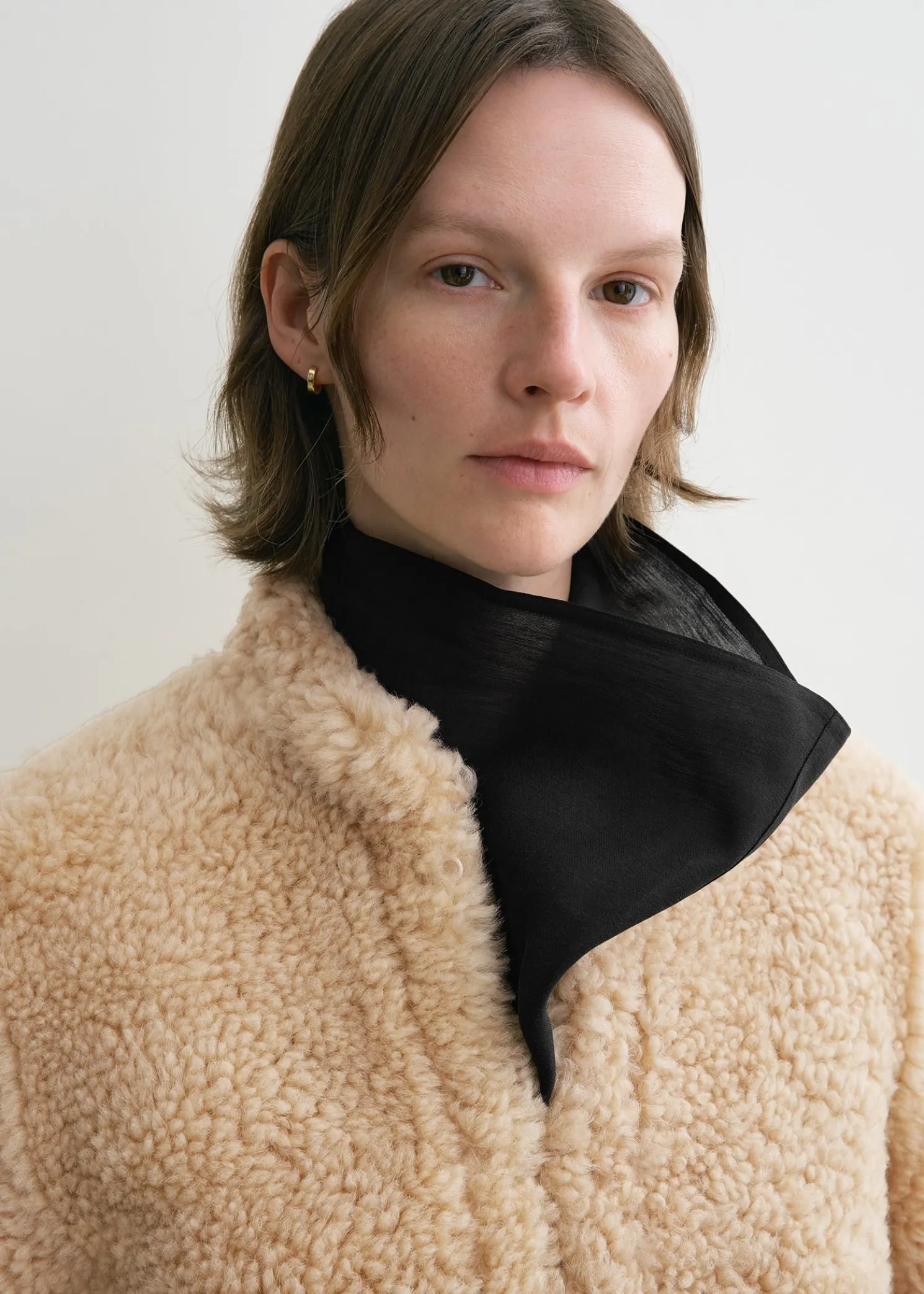 Cinched shearling jacket butter