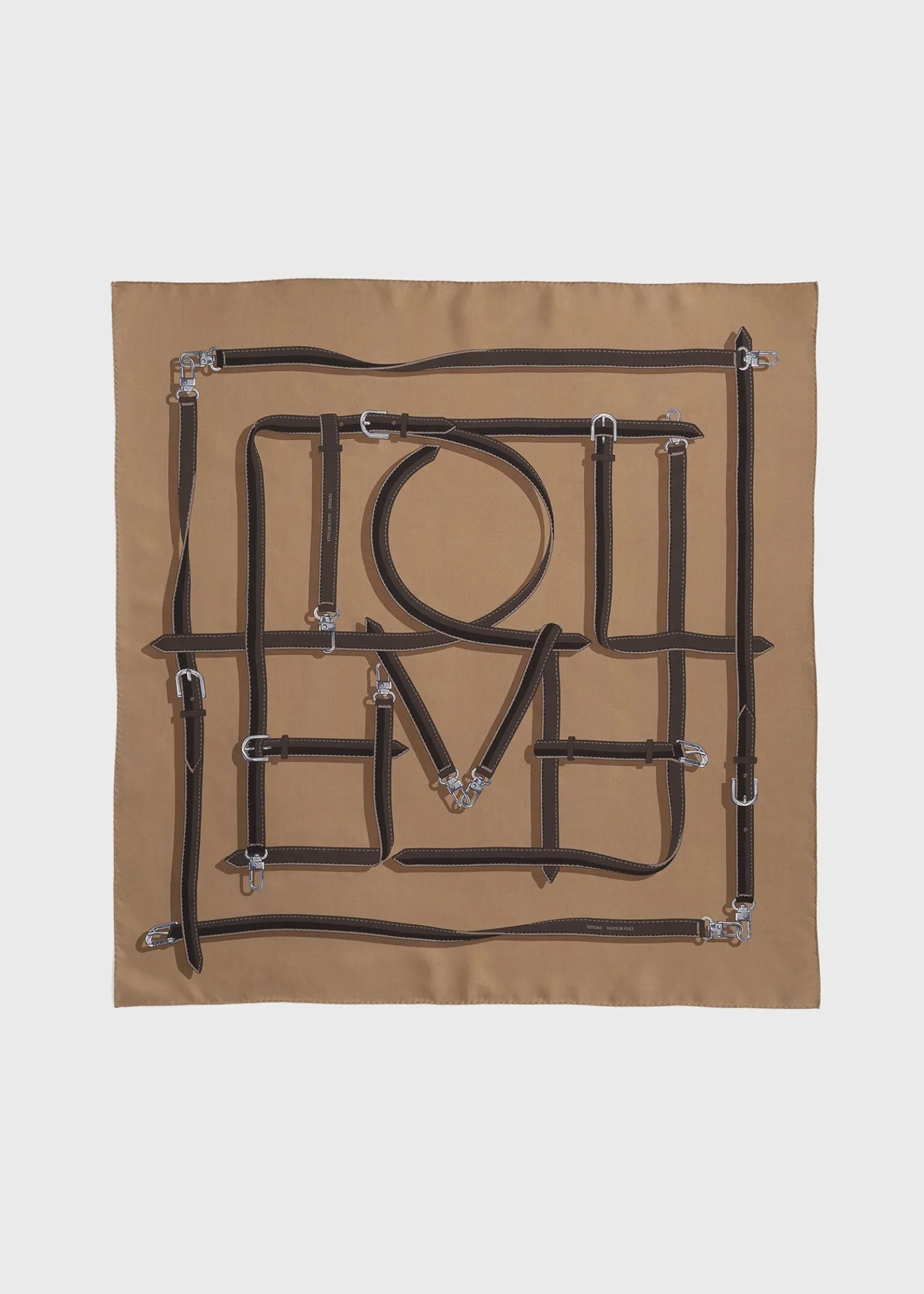 Clasp belt silk scarf biscuit