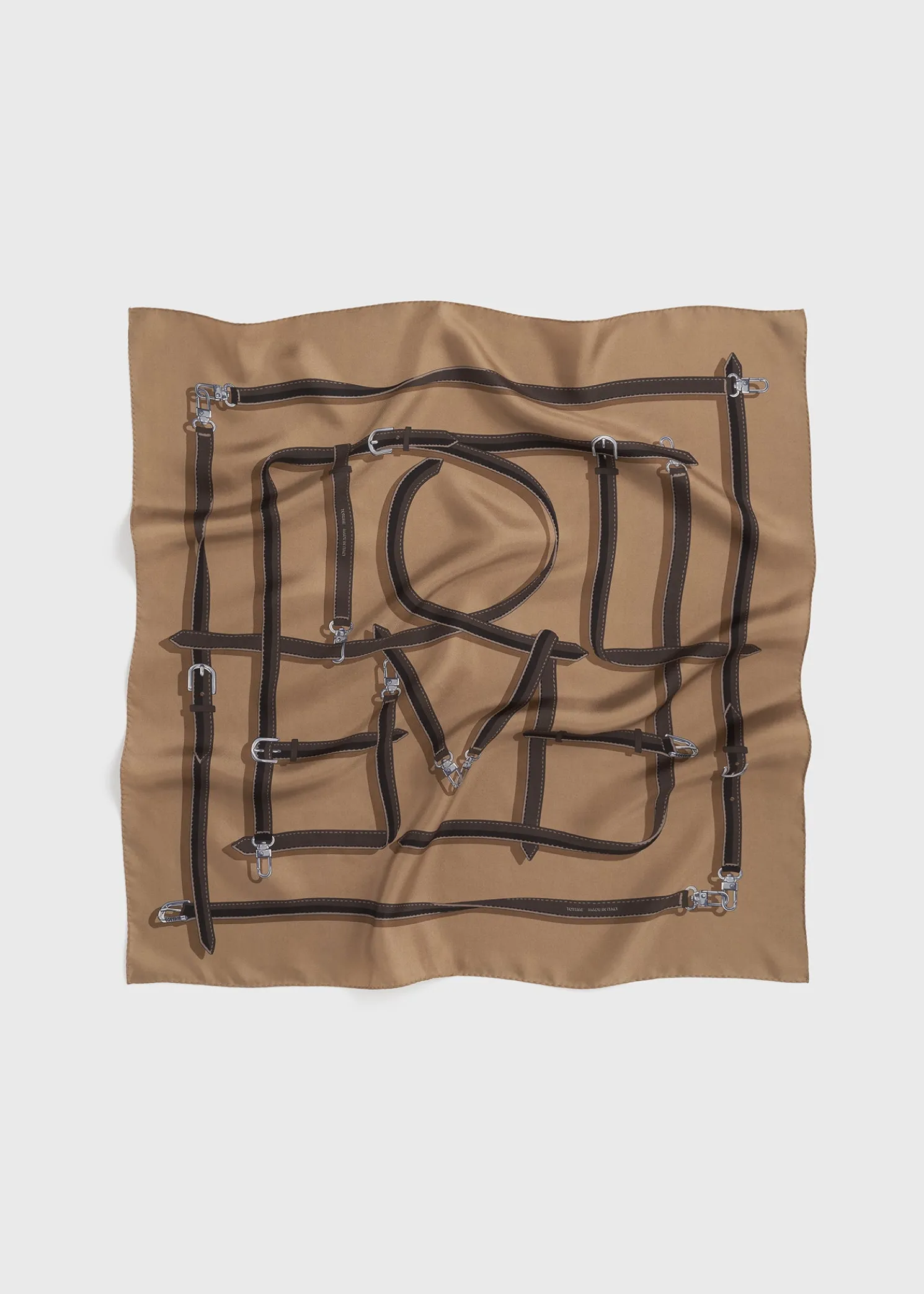 Clasp belt silk scarf biscuit