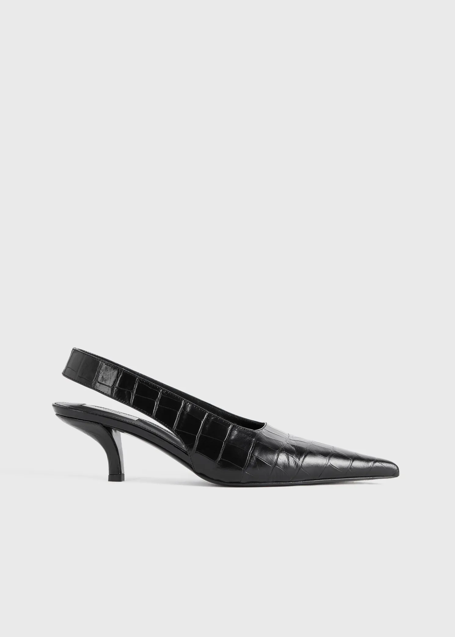 Classic croco-embossed slingbacks black
