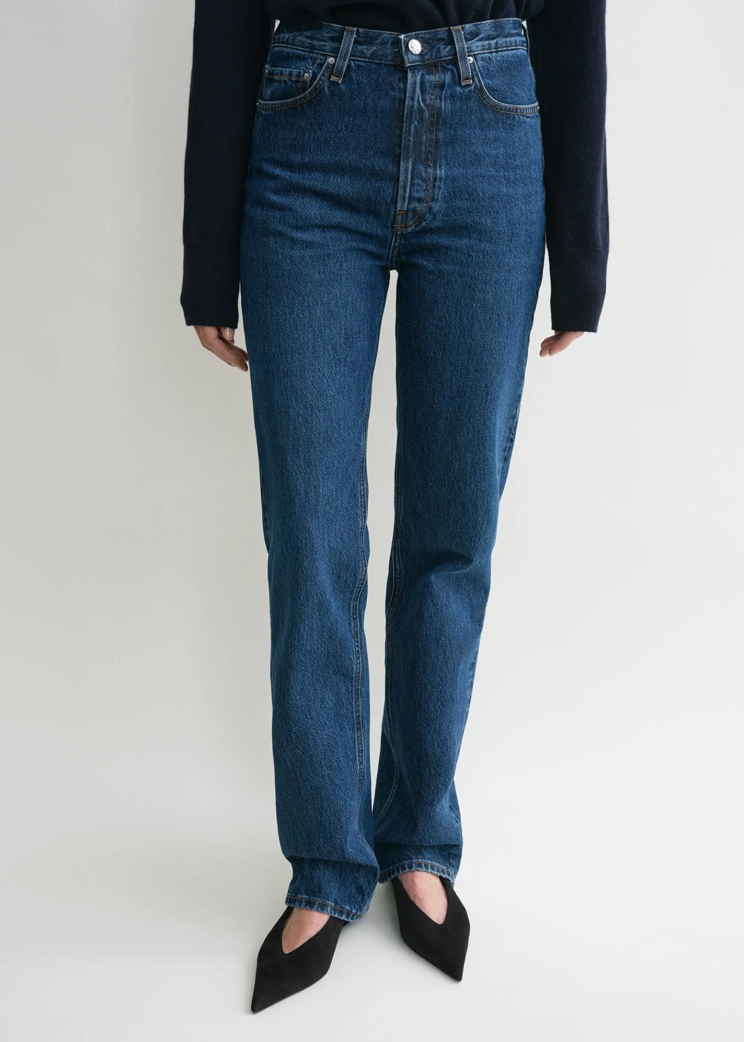 Classic cut denim full length dark blue