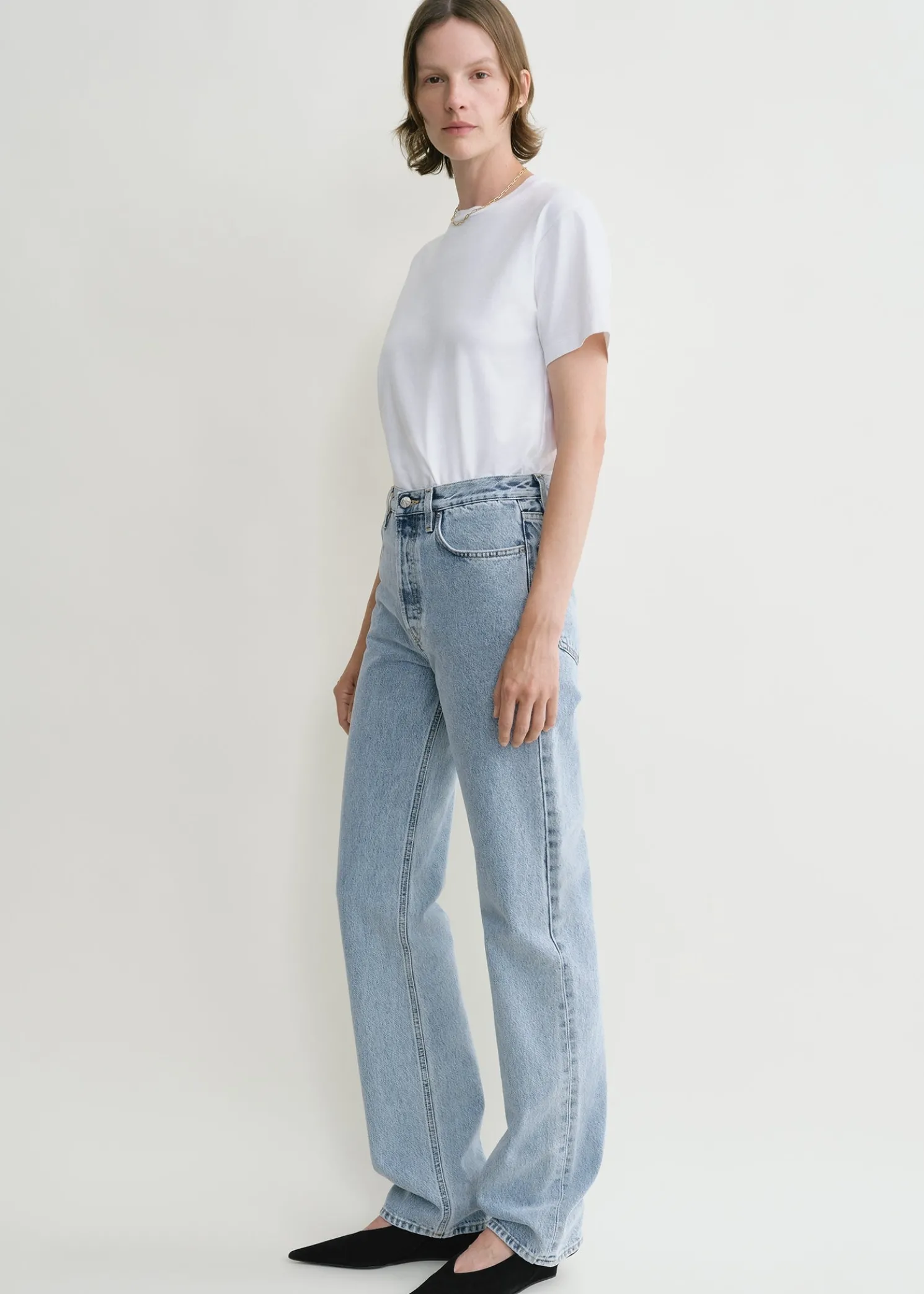 Classic cut denim full length cool blue