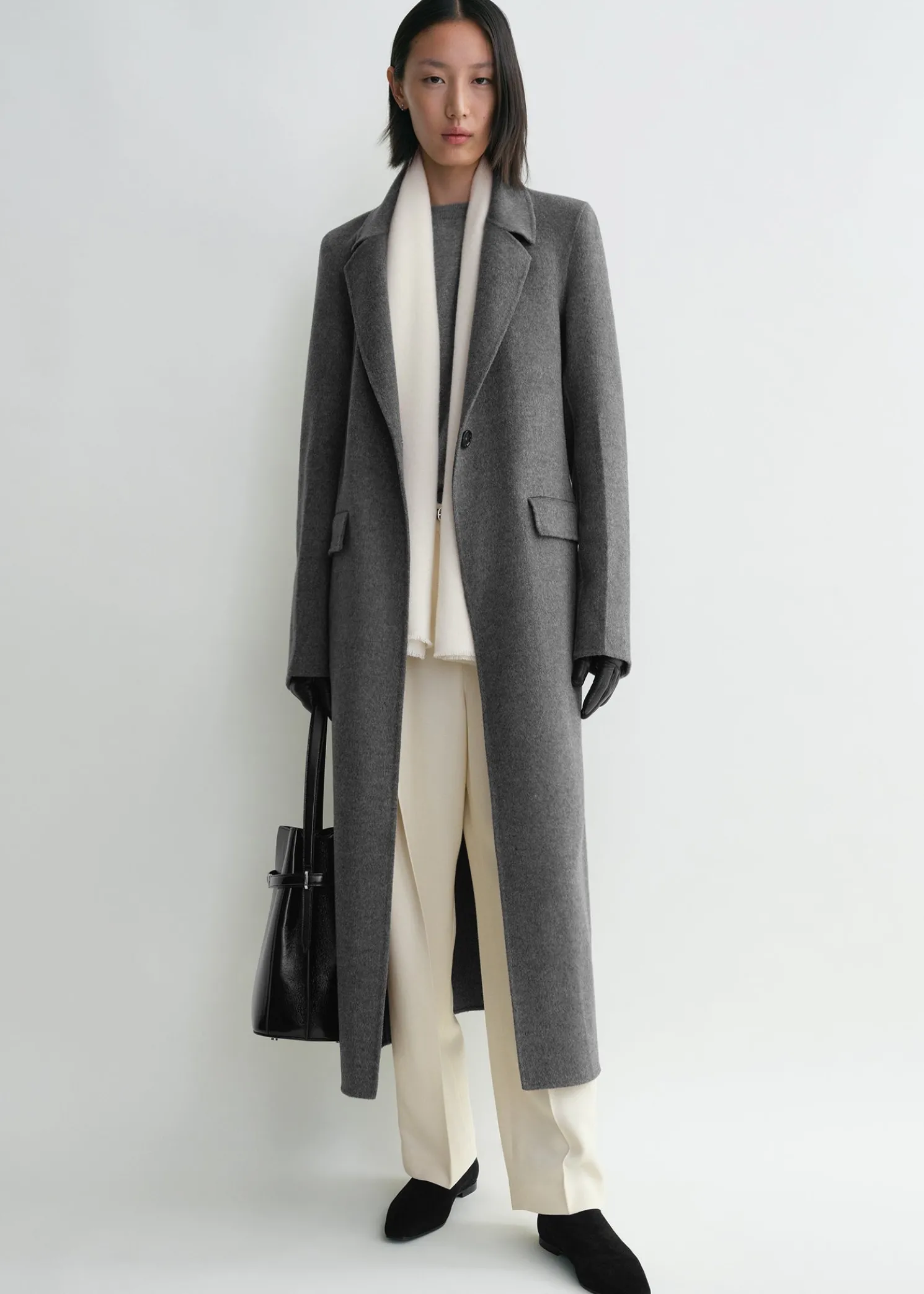 Classic doublé coat mid grey melange
