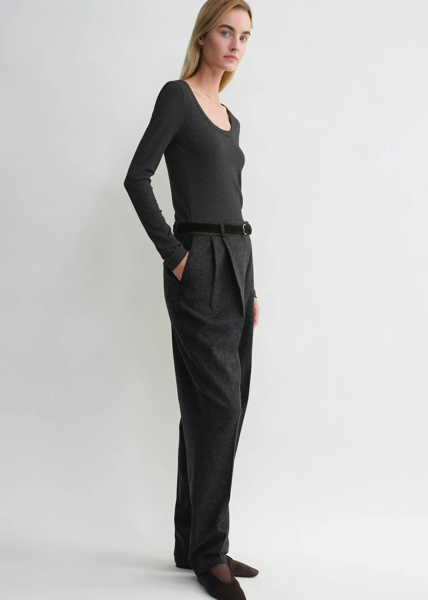 Classic rib top charcoal melange