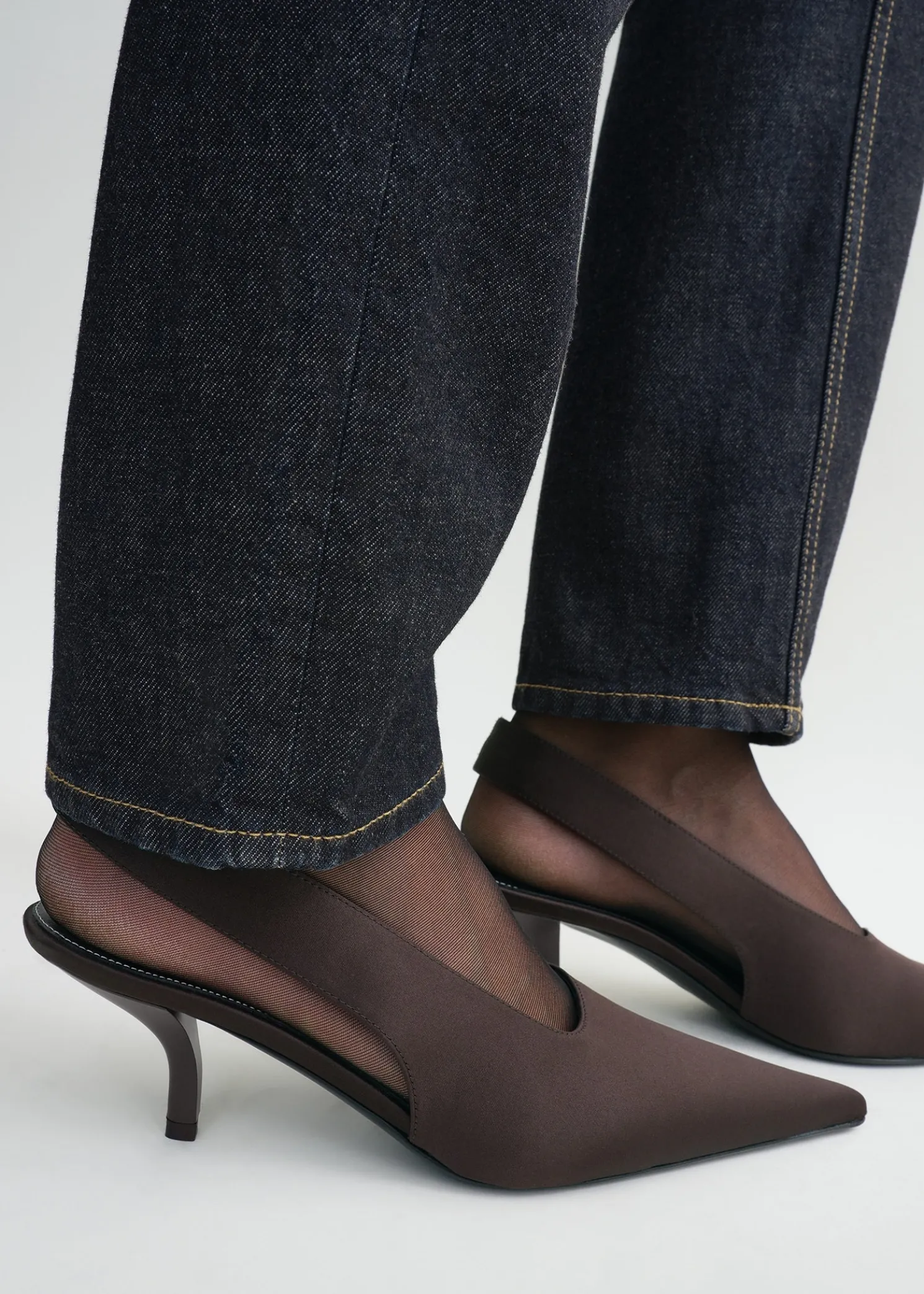 Classic satin slingbacks espresso