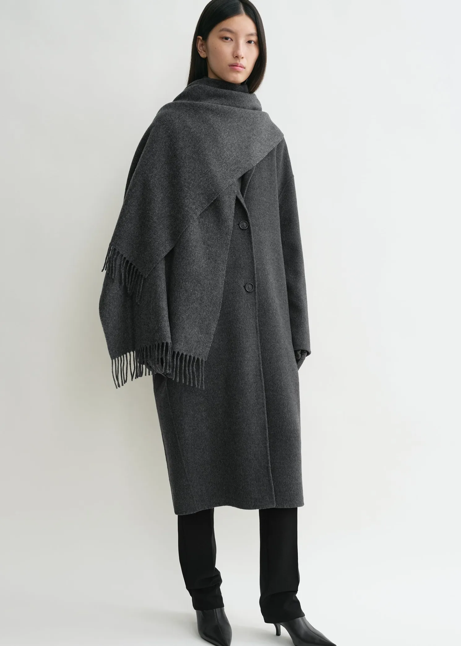 Classic wool scarf dark grey mélange
