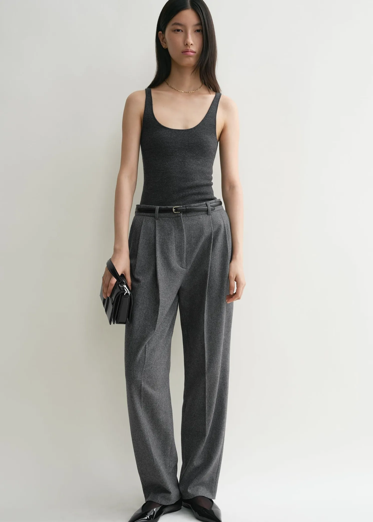 Compact knit tank grey melange