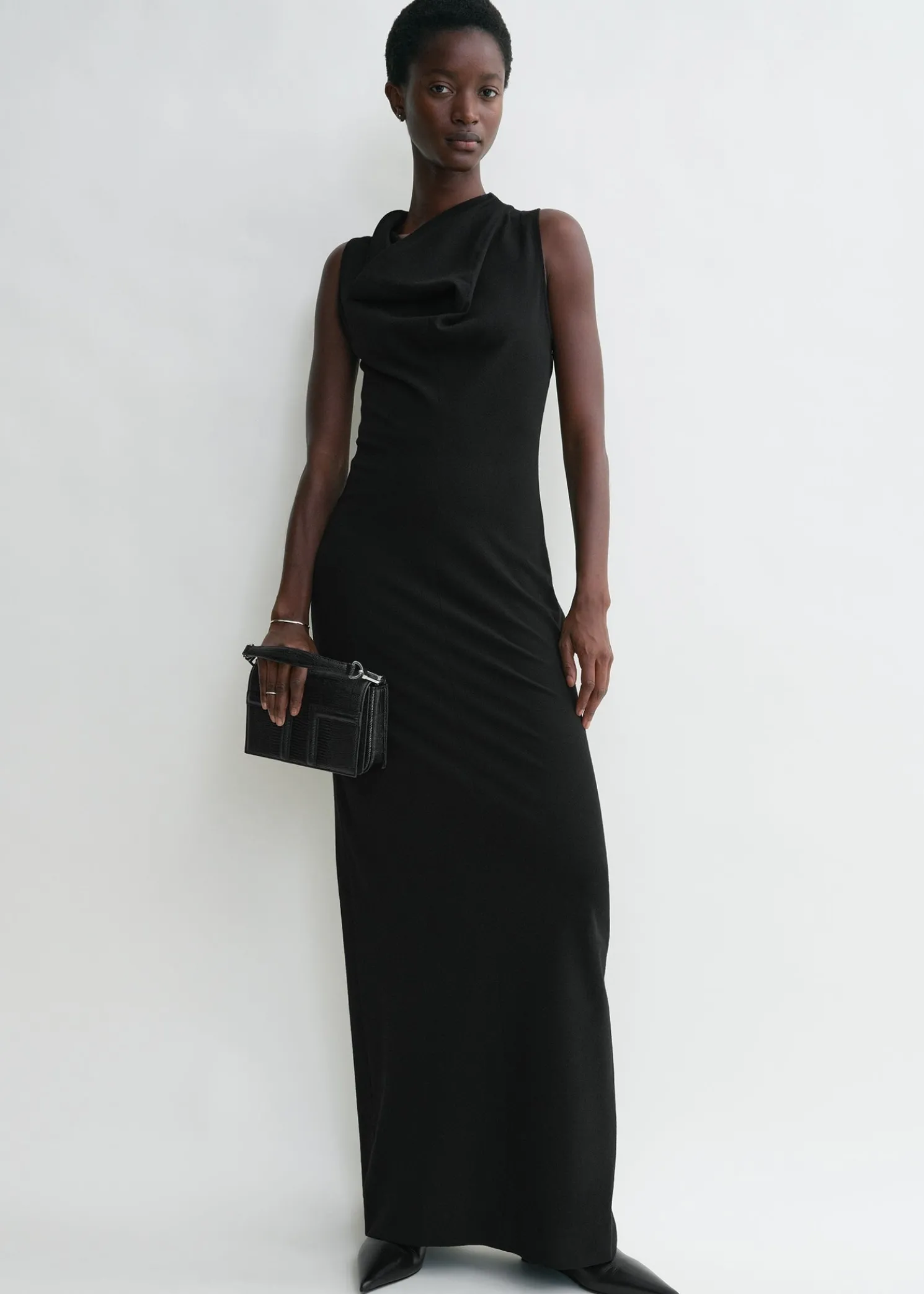 Cowl-neck dress black