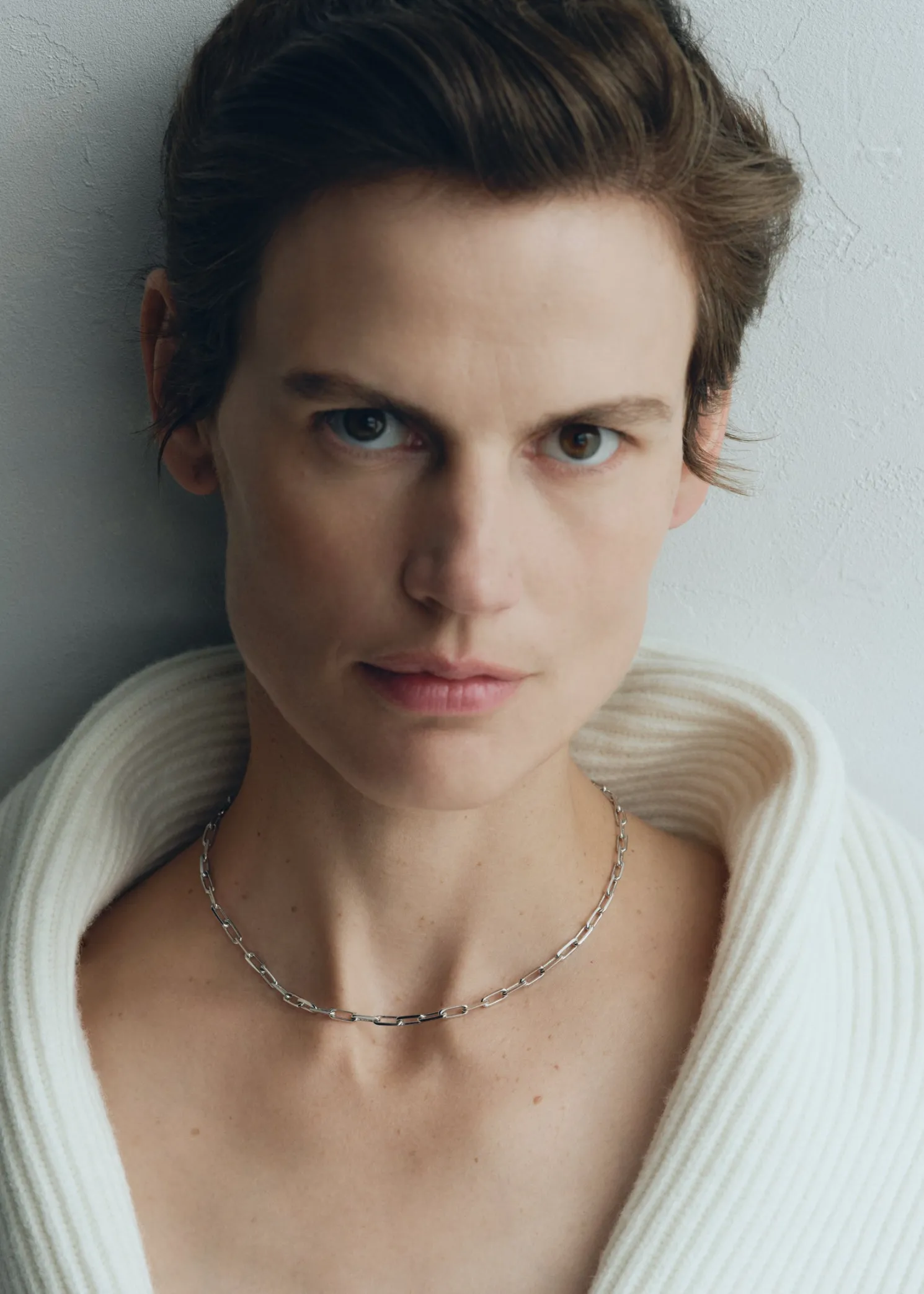 Crew-neck chain 18kt white gold