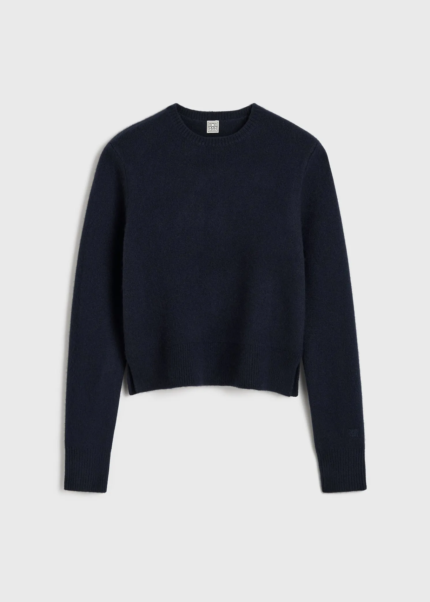 Cropped crew-neck knit navy