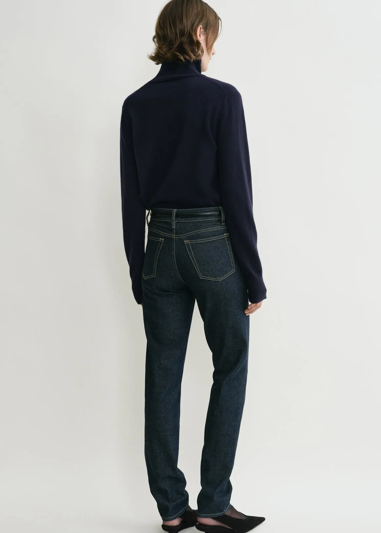 Cropped turtleneck navy
