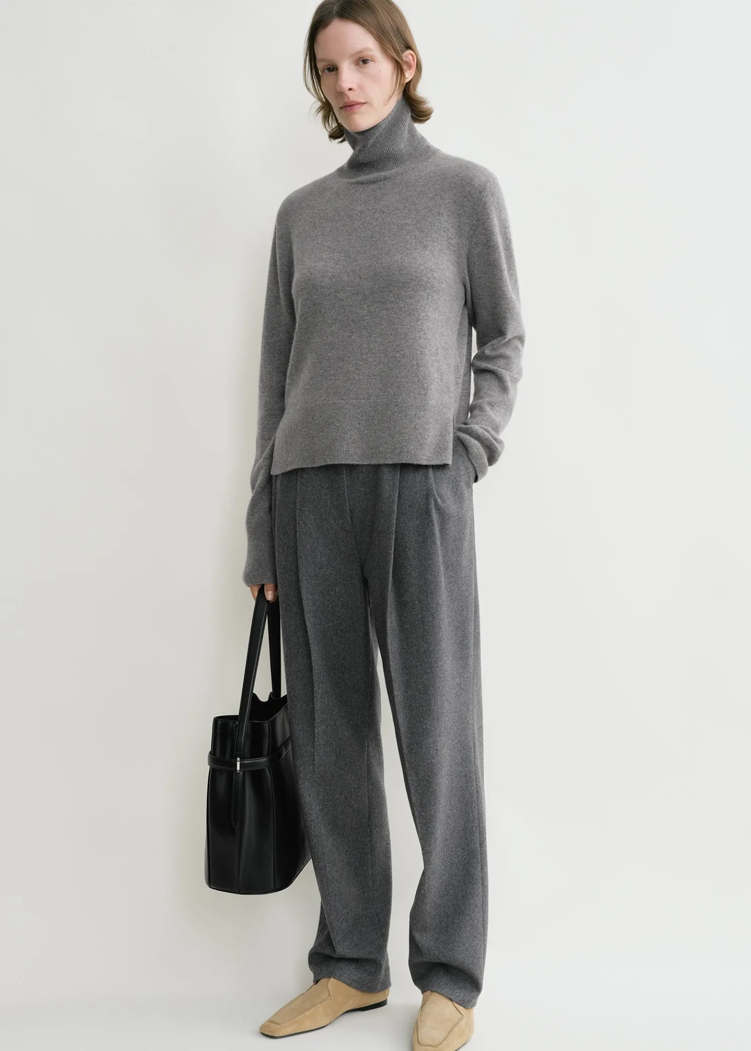 Cropped turtleneck grey melange