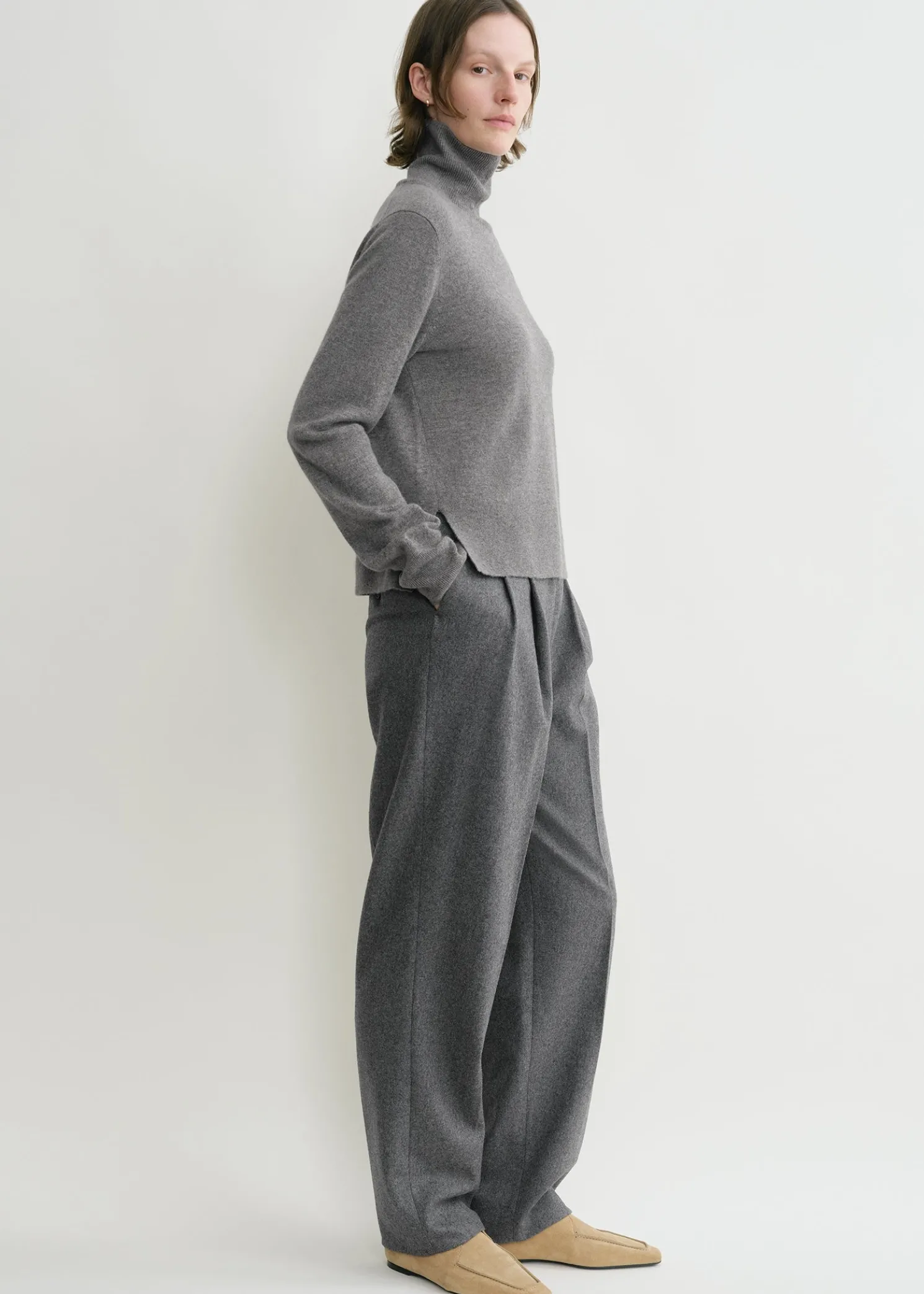 Cropped turtleneck grey melange