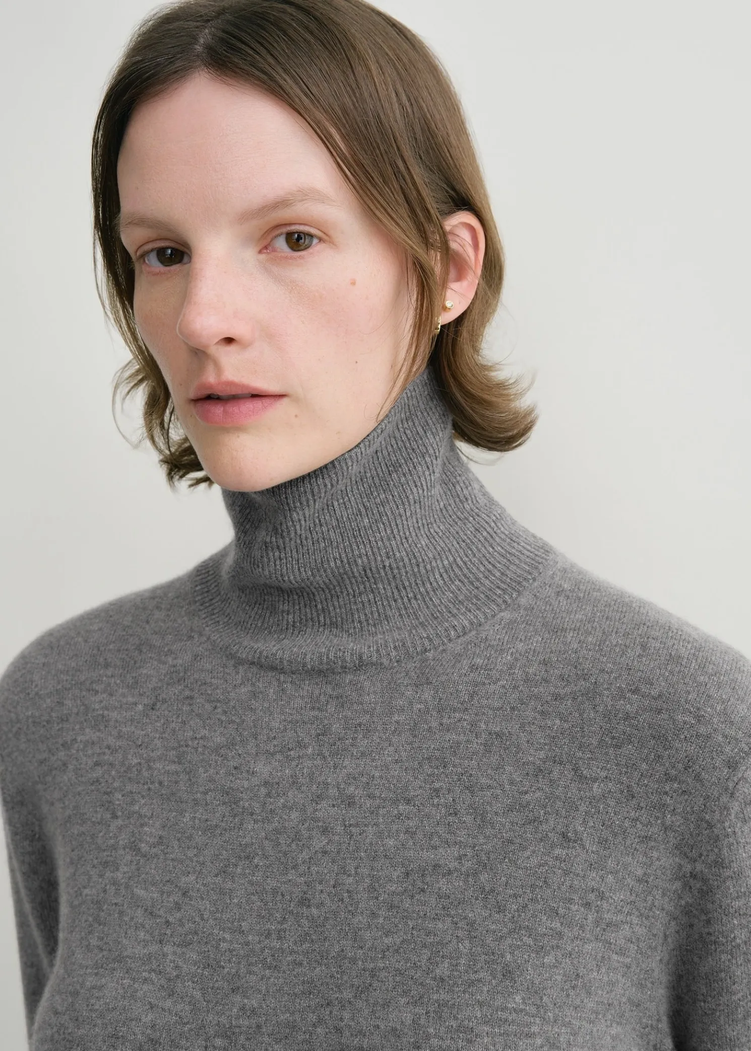 Cropped turtleneck grey melange