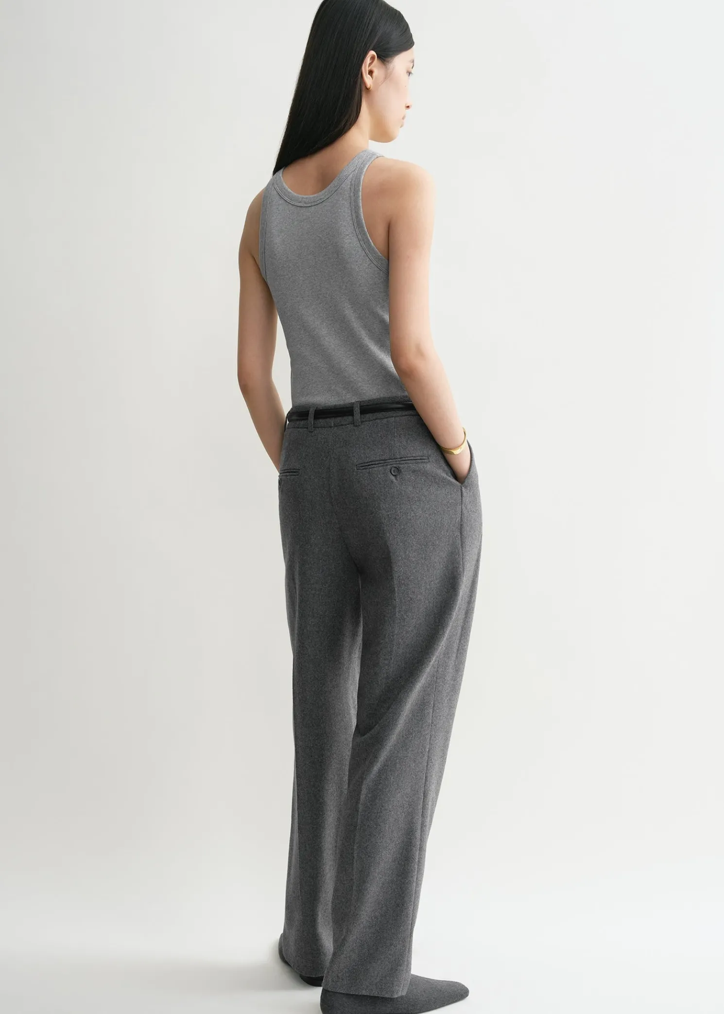 Curved rib tank grey melange
