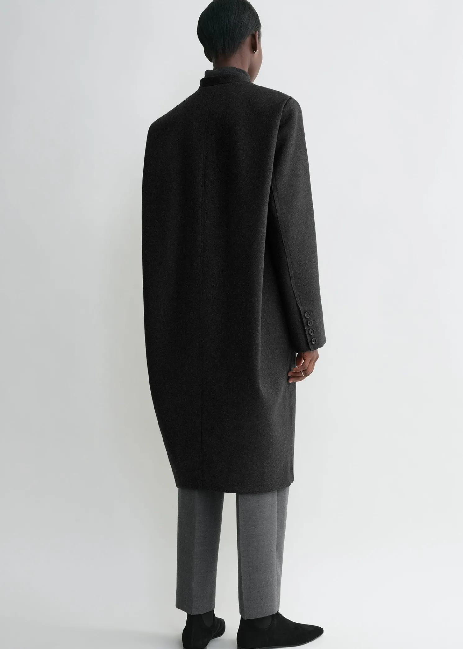 Deep pleat coat charcoal melange