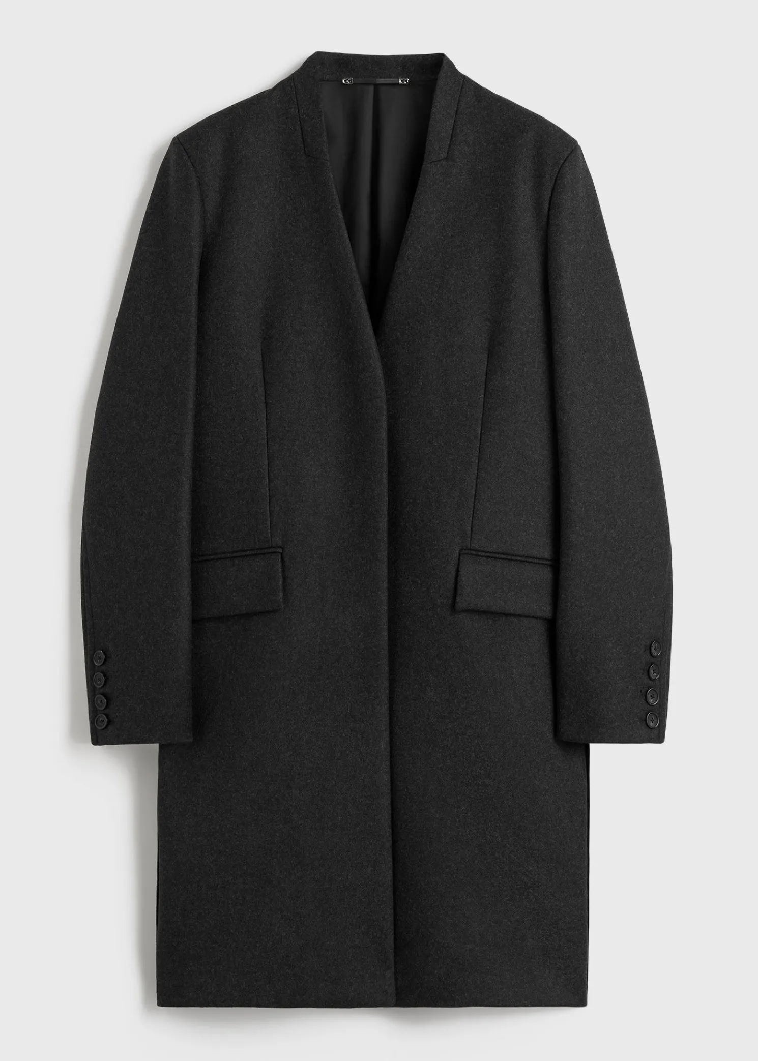 Deep pleat coat charcoal melange
