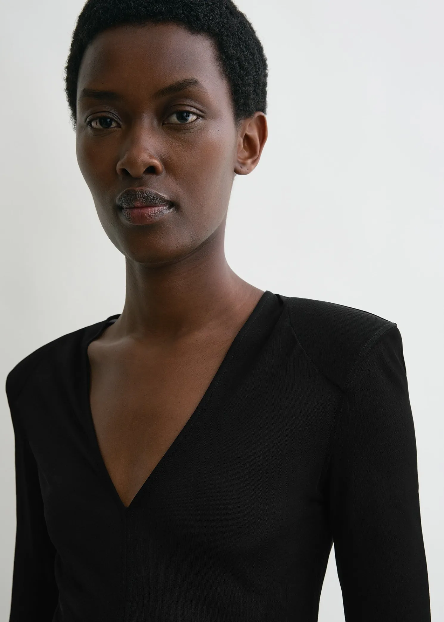 Deep V-neck top black