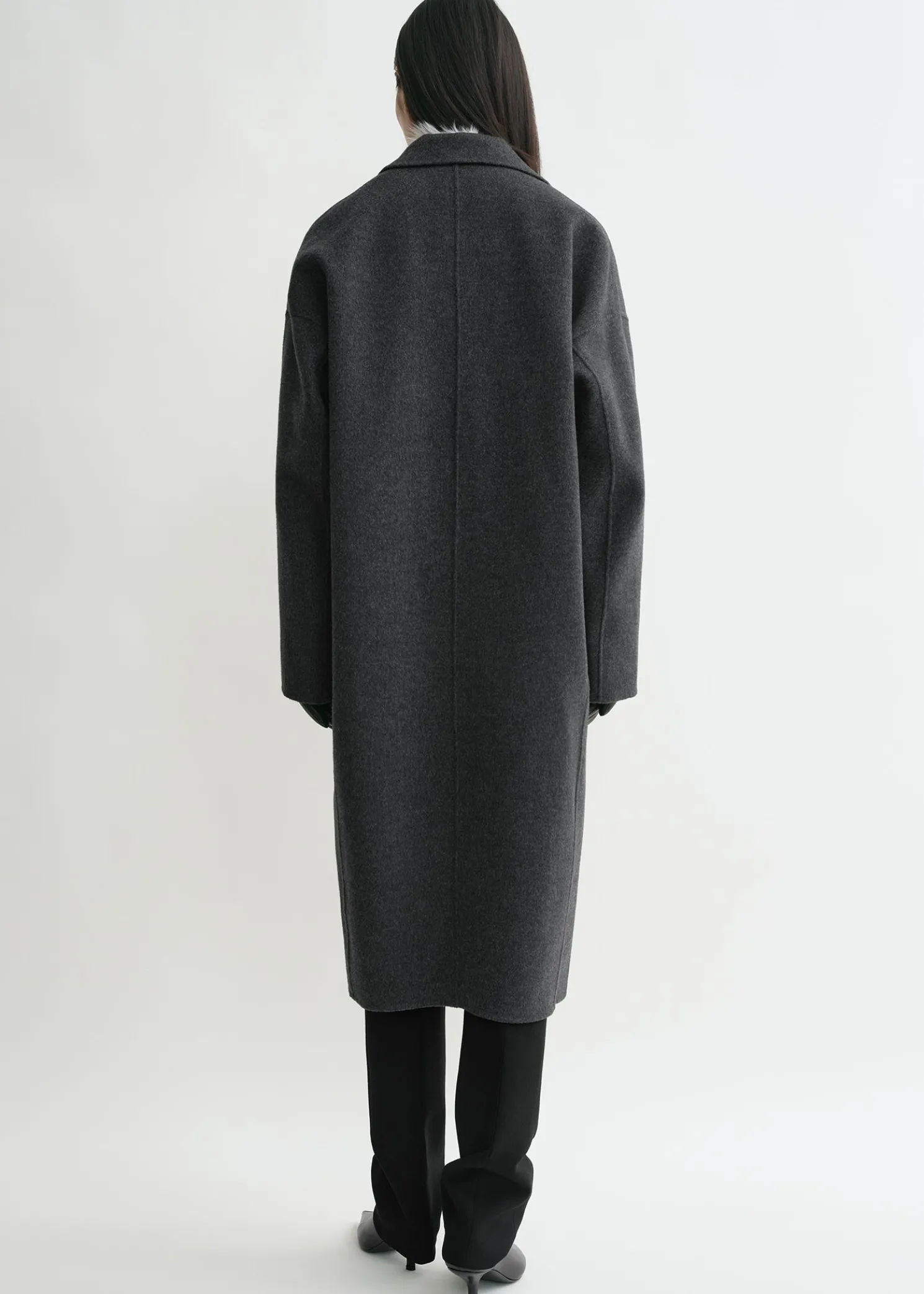 Doublé cocoon coat charcoal melange