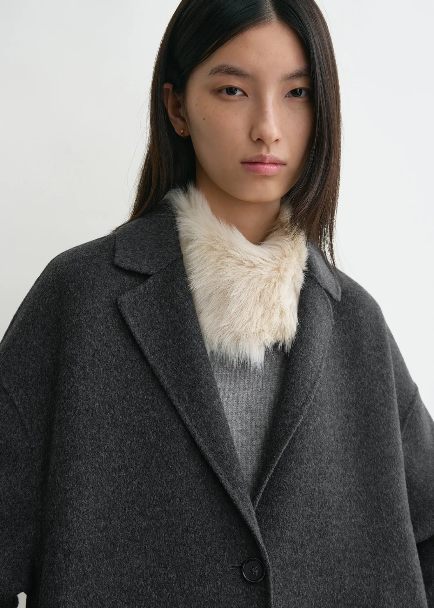 Doublé cocoon coat charcoal melange