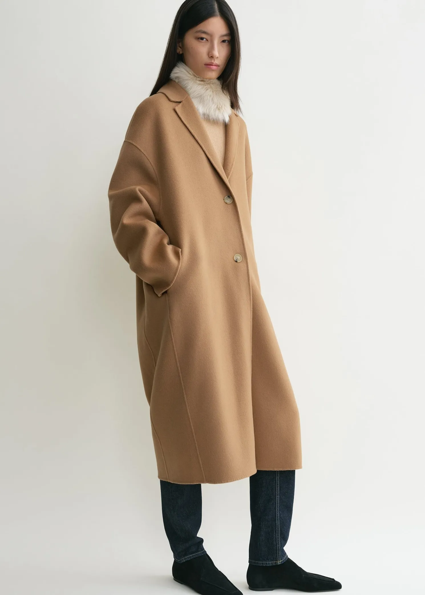 Doublé cocoon coat camel
