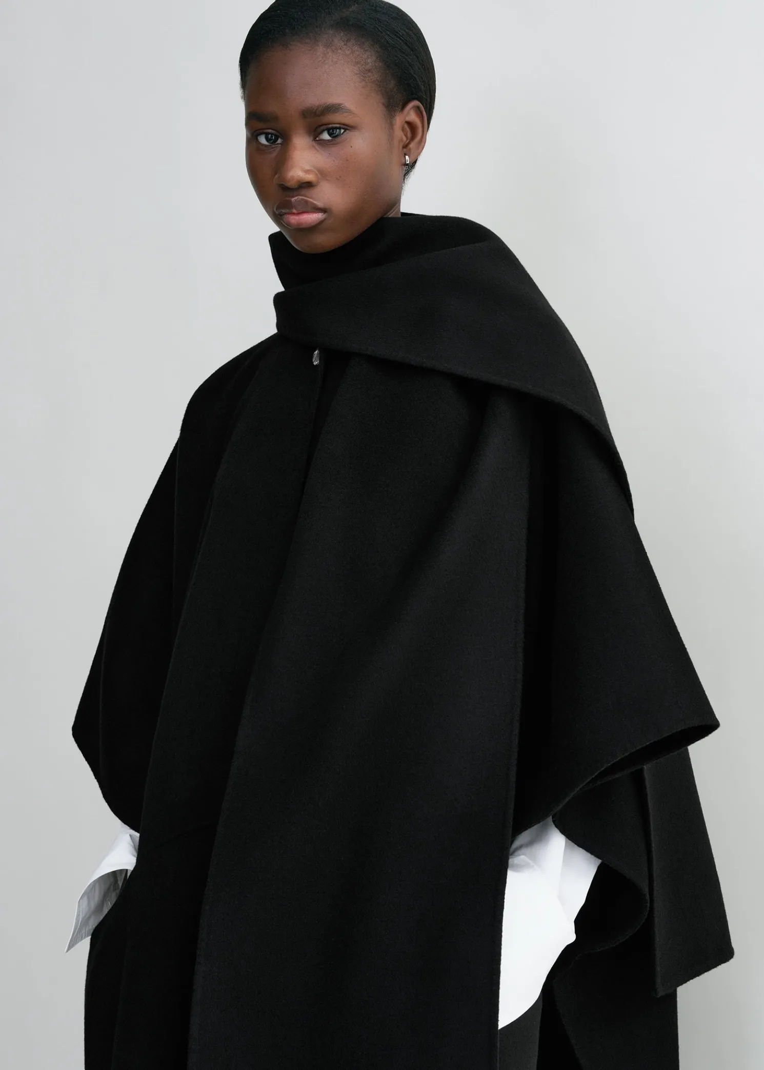Doublé scarf coat black