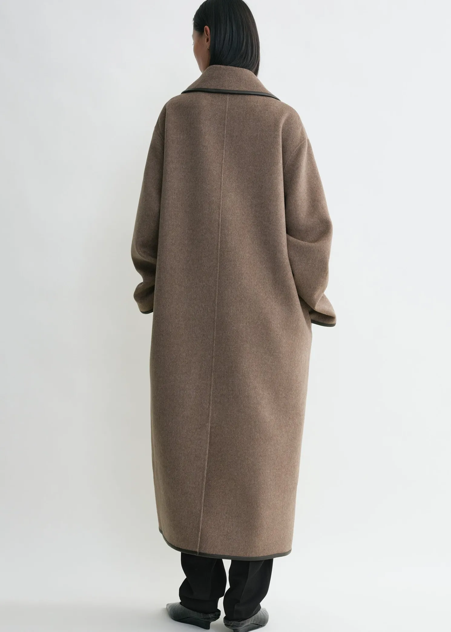 Double clasp coat oak melange