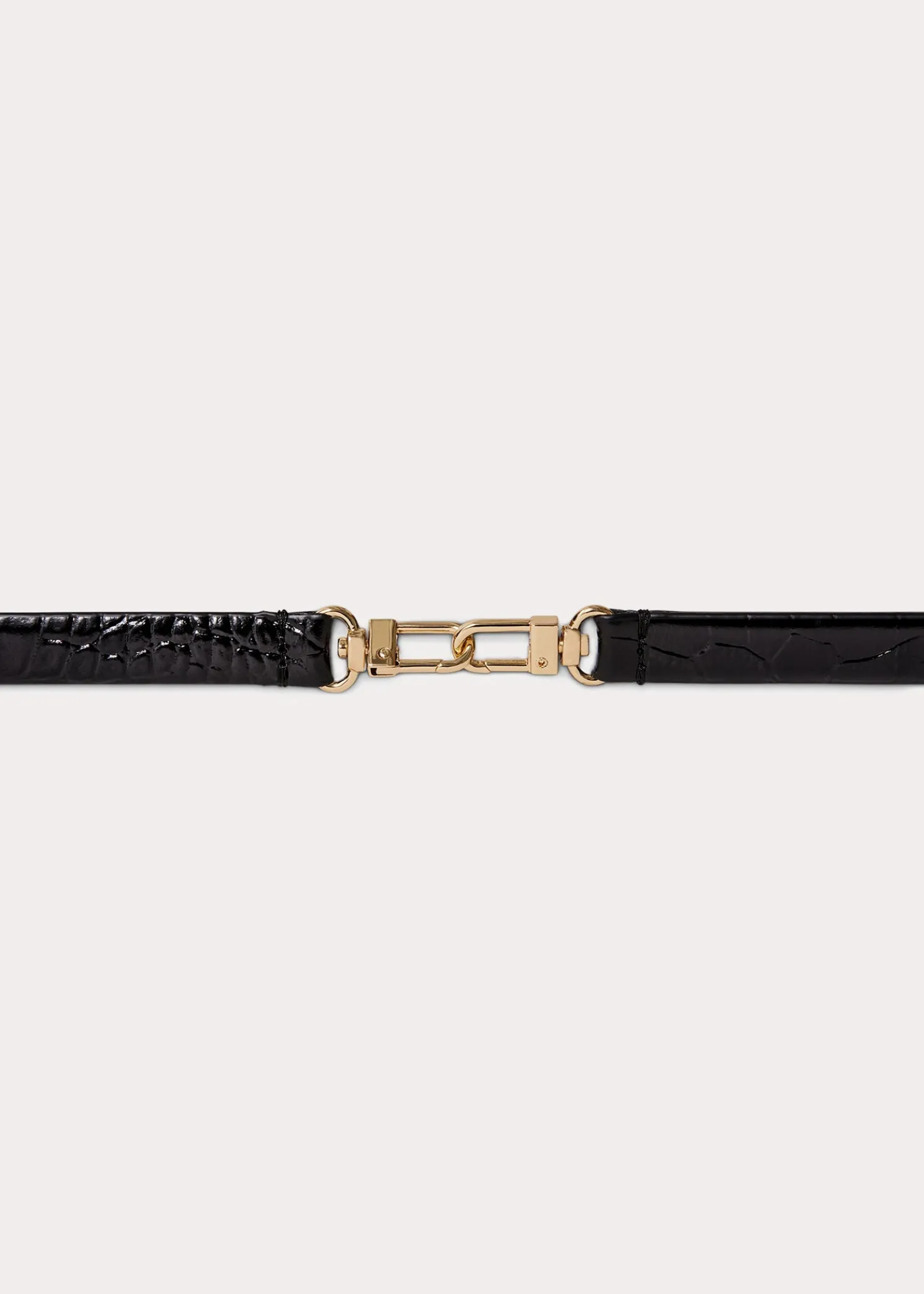 Double clasp croco-embossed belt black