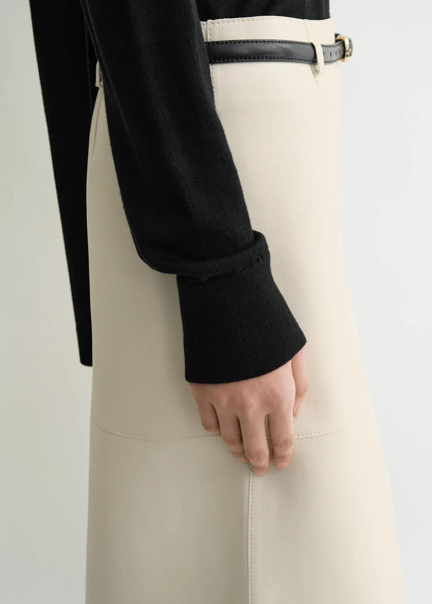 Double leather skirt off-white