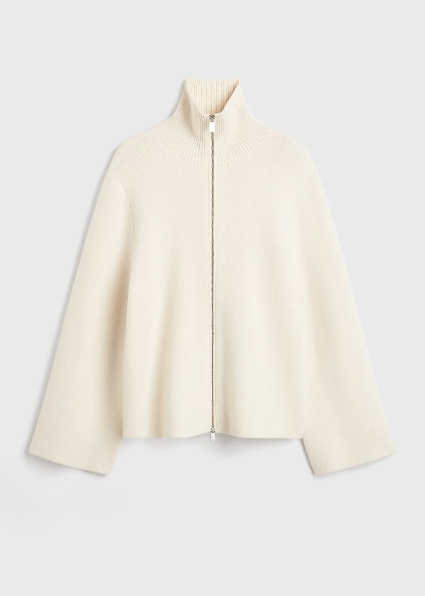 Double-knit zip sweater off-white