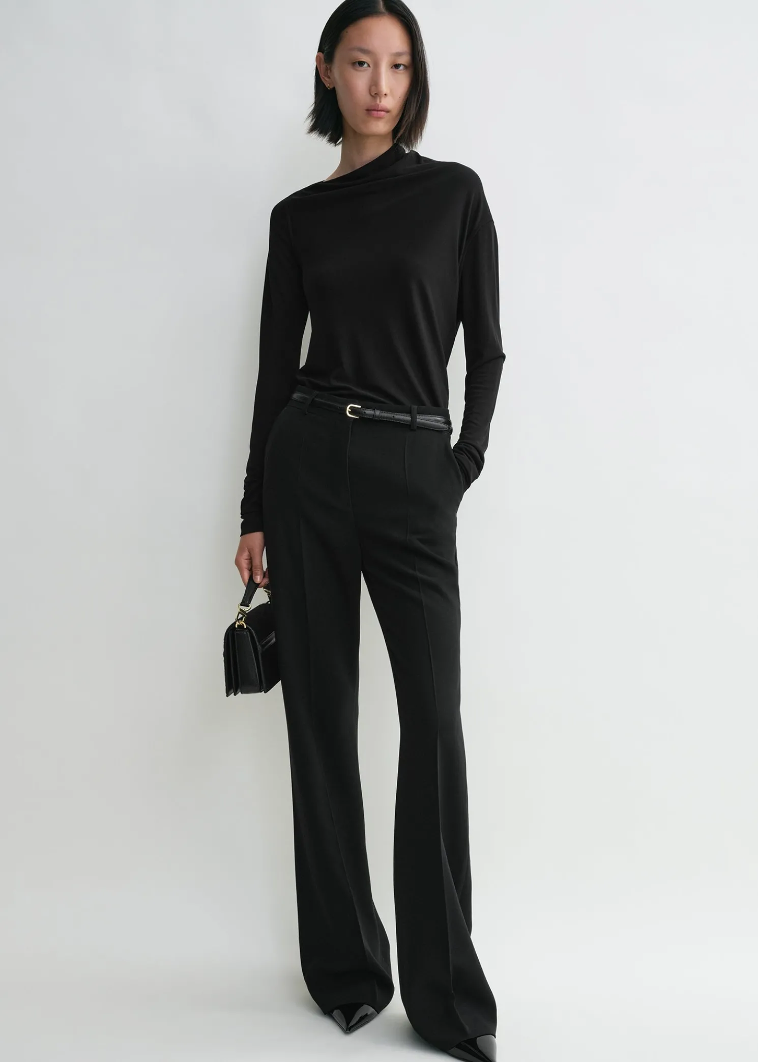 Draped jersey top black