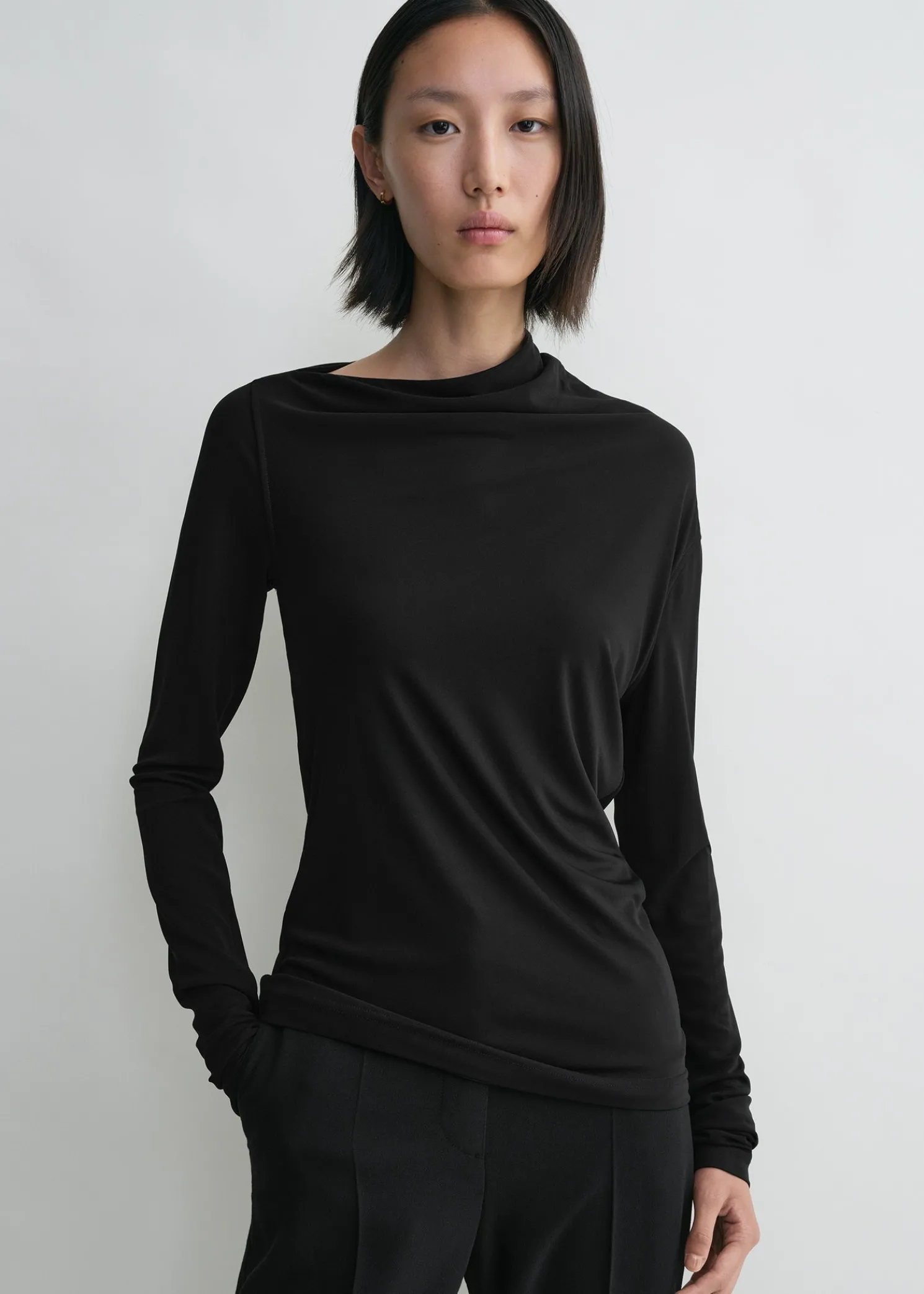 Draped jersey top black