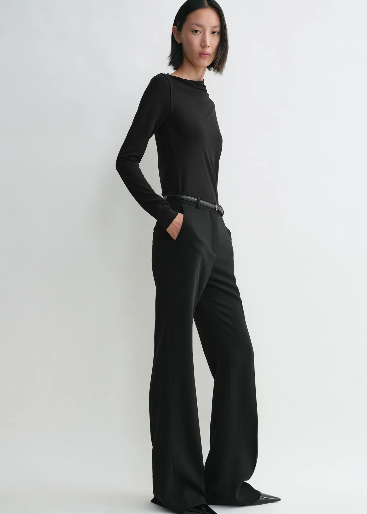 Draped jersey top black